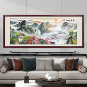 富春山居图手绘国画山水画客厅挂画沙发背景墙办公室装饰画新中式