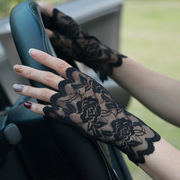 蕾丝防晒半指手套夏季短款女士，弹力薄款开车遮疤痕盖纹身服饰搭配