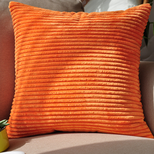 灯芯绒靠垫抱枕靠枕套子不含芯，毛绒糖果色汽车，沙发桔色橙色纯色