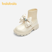 巴拉巴拉女童靴子童鞋公主，甜美2024春秋袜靴蝴蝶结精致新年中筒靴