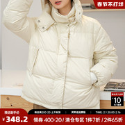 小个子白色羽绒服女短款2023冬季90白鸭绒(白鸭绒)面包服韩版宽松外套