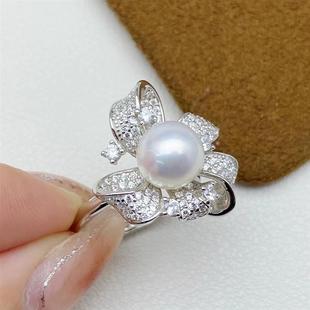 s925银戒指指环，淡水珍珠11-12mm圆润光滑厚实大方珍珠戒指