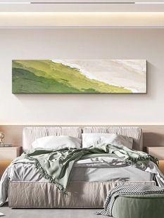 客厅装饰画现代沙发背景墙，砂岩肌理挂画主卧床头卧室绿色艺术壁画
