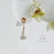原创设计陶瓷马蹄莲白色花朵珍珠气质耳环优雅耳饰925银针款礼物