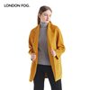 伦敦雾秋冬女装羊毛羊绒双面，呢大翻领贴袋双排呢绒黄色大衣外套女