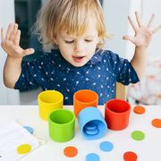 儿童蒙氏早教木制颜色分类杯，教具幼儿园宝宝，颜色认知益智桌游玩具
