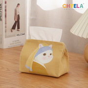 卡通猫咪纸巾盒家用客厅创意可爱收纳抽纸盒设计感布艺定制AB190