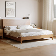 天坛家具全实木床简约卧室，1.8红橡木北欧风1.5米主卧双人储物床