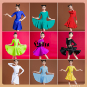 洛利塔春夏女童拉丁舞蹈，服长袖儿童专业比赛服，规定服少儿拉丁舞裙