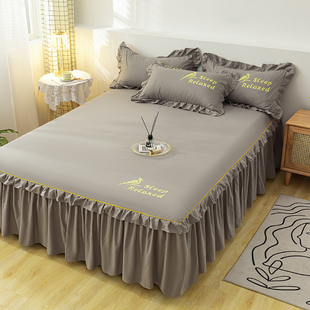 床裙式床罩单件防尘保护套1.5m1.8米2床笠床单，防滑床套罩全棉纯棉
