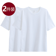 日本良品100%纯棉短袖t恤女夏2024女装，大码半袖白色不透上衣