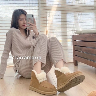 澳洲TARRAMARRA女鞋everau浅口系带羊毛雪地靴牛反绒面TA3037