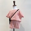 自留100-145韩系潮童男女童纯棉红色条纹，t恤+短裤(分开拍)