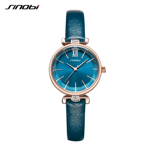 时诺比sinobi女士时尚，切花玻璃手表简约大气石英，手表学生手表9794