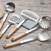 木柄不锈钢锅铲勺子套装厨房厨具，全套家用勺炒菜铲子铲勺漏勺汤勺