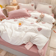 网红纯棉床上四件套全棉公主风，少女心夏季床品床单被套床笠三件套