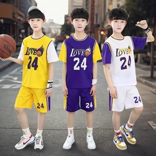 儿童篮球服男童套装24号科比球衣大童青少年男孩运动速干训练服