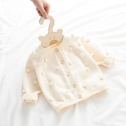 春秋装1-3岁女宝宝纯棉针织开衫6个月婴儿洋气毛衣新生儿小外套