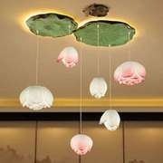 现代新中式荷花吊灯客厅，餐厅卧室过道楼梯，创意艺术中国风莲花灯饰