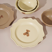 endlessstars复古小熊餐具盘子碗，套装ins网红陶瓷饭碗8寸盘汤盘