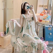 lb夏季韩版甜美家居服睡衣蕾丝，花边睡衣女，卡通短袖短裤套装