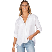 白色亚麻女衬衫长袖大码水洗，宽松bf风格欧美性感法式感高端2023年
