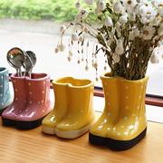 日单ZAKKA雨靴陶瓷花瓶可爱创意摆件装饰厨房收纳笔筒餐叉筷子筒