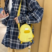 可爱小鸭子帆布斜挎包夏季手机包布包包女学生精致小清新包包