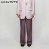直筒剪裁jacqueswei设计师店，2023aw秋冬烟紫色长裤皮裤
