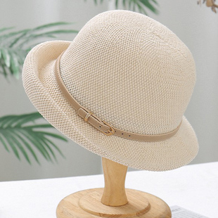 帽子女士遮阳帽洋气，卷边礼帽时尚渔夫帽，盆帽防晒帽女帽太阳帽
