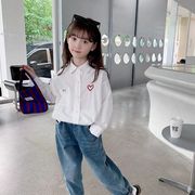 女童衬衫2024韩版秋季纯棉白色上衣儿童洋气百搭潮流时尚长袖