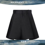 奥莱maxrieny斜纹a字高腰短裤裤裙修身西装，短裤裙裤