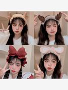 韩国ins洗脸发带兔耳朵，鹿角猫耳朵束发带，发箍毛绒蝴蝶结头箍发饰