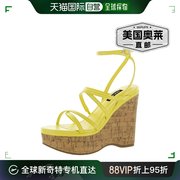 nine westRachal 女式考究踝带坡跟凉鞋 - 黄色 美国奥莱直发