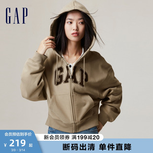 断码gap女装秋冬碳素软磨抓绒卫衣百搭短款连帽衫756422