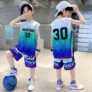 儿童篮球服套装男童小学生夏季速干背心运动训练球服30号库里球衣