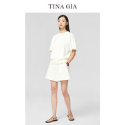 tinagia天纳吉儿2023夏季棉混纺休闲宽松廓，短袖形t恤