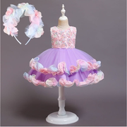 儿童糖果彩虹裙tutu裙女童六一礼服立体花朵蛋糕蓬蓬裙女童周岁裙