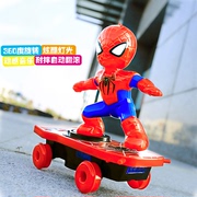 儿童益智玩具蜘蛛人特技滑板车不倒翁 翻滚车身灯光电动玩具