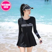 2024韩版游泳衣女潮款时尚比基尼连体遮肚显瘦性感泳装