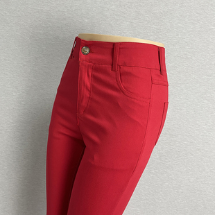 本命年大红色弹力铅笔，裤女弹力修身性感，百搭时尚小脚裤休闲裤子