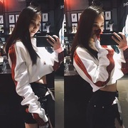 嘻哈hiphop短款露脐上衣jazz爵士舞服装跳街舞宽松短款连帽卫衣女