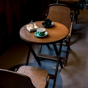 美式折叠圆桌子实木方桌客厅阳台家用餐桌咖啡桌椅小户型茶几边几
