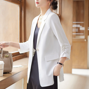 职业西装外套女2023春秋韩版设计感小众小个子，薄款中袖小西服