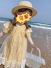 儿童超仙公主裙2024夏季韩版女童拼接网纱裙宝宝洋气碎花裙子