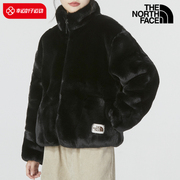 北面保暖羊羔绒外套女2024夏季户外休闲运动服黑色仿皮草夹克
