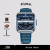 ATOWAK巍刻真皮手表男款全自动机械表男士商务创意方形小手腕手表