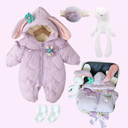 兔年婴儿礼盒冬季女宝宝加厚外出服满月百天周岁套盒送礼秋冬哈衣
