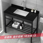 阳台落地式洗手盆不锈钢支架卫生间，陶瓷洗脸盆柜组合一体岩板现代