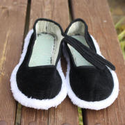 23新传统手工布鞋奶奶自缝一字扣千层底毛边布鞋女式黑色平跟鞋子